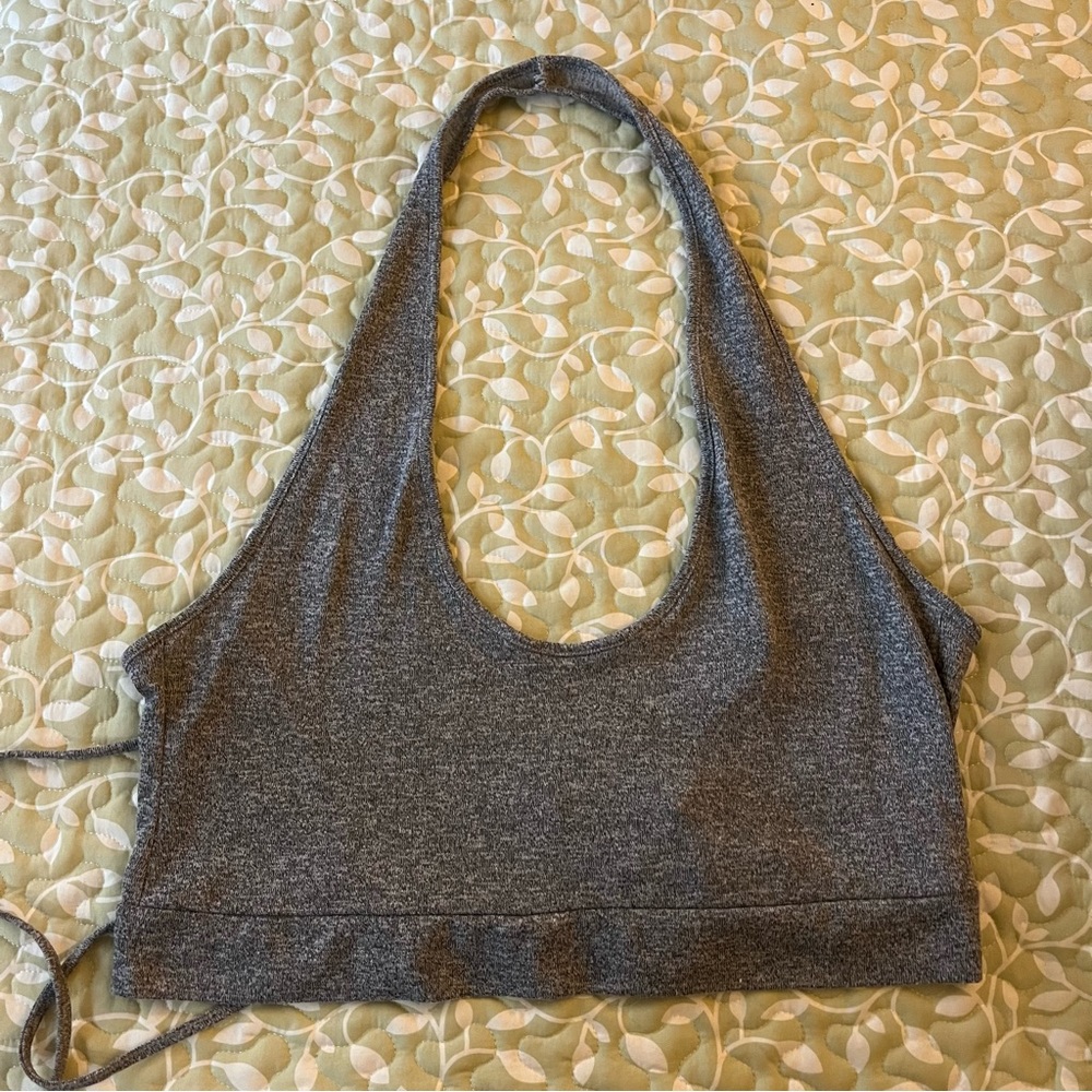 Self Esteem Tie-back gray crop top - juniors XL